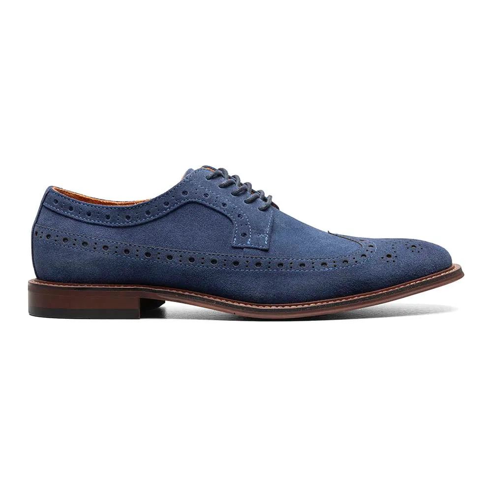 Stacy Adams Navy Suede MARLIGAN Wingtip Oxford