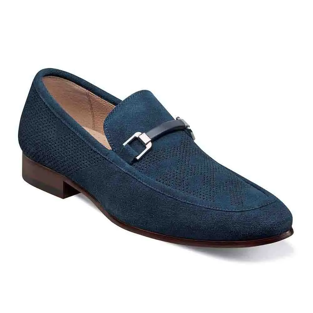 Stacy Adams Navy Suede WYDELL Moc Toe Bit Slip On