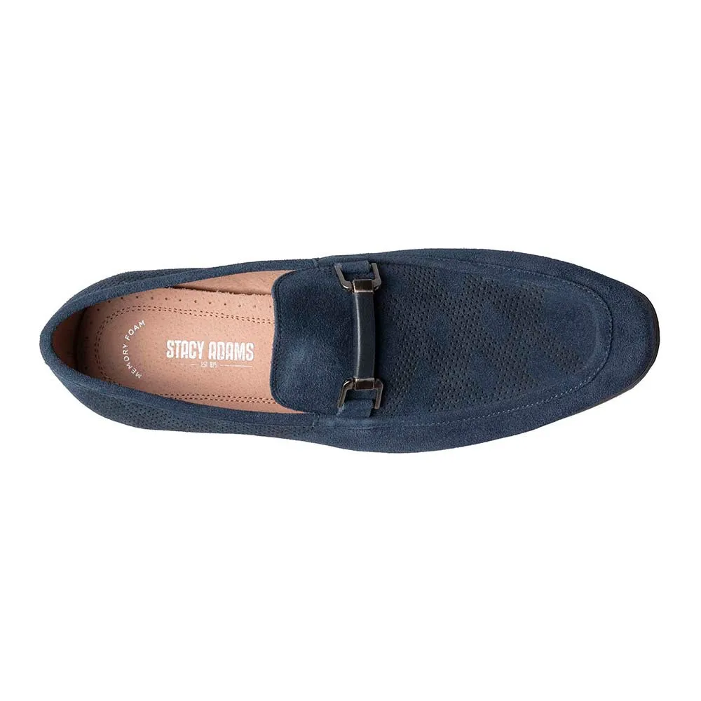 Stacy Adams Navy Suede WYDELL Moc Toe Bit Slip On