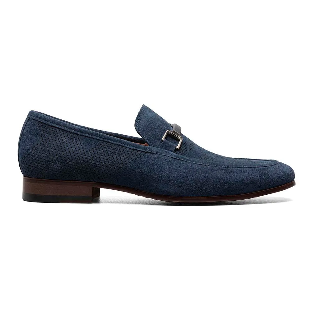 Stacy Adams Navy Suede WYDELL Moc Toe Bit Slip On