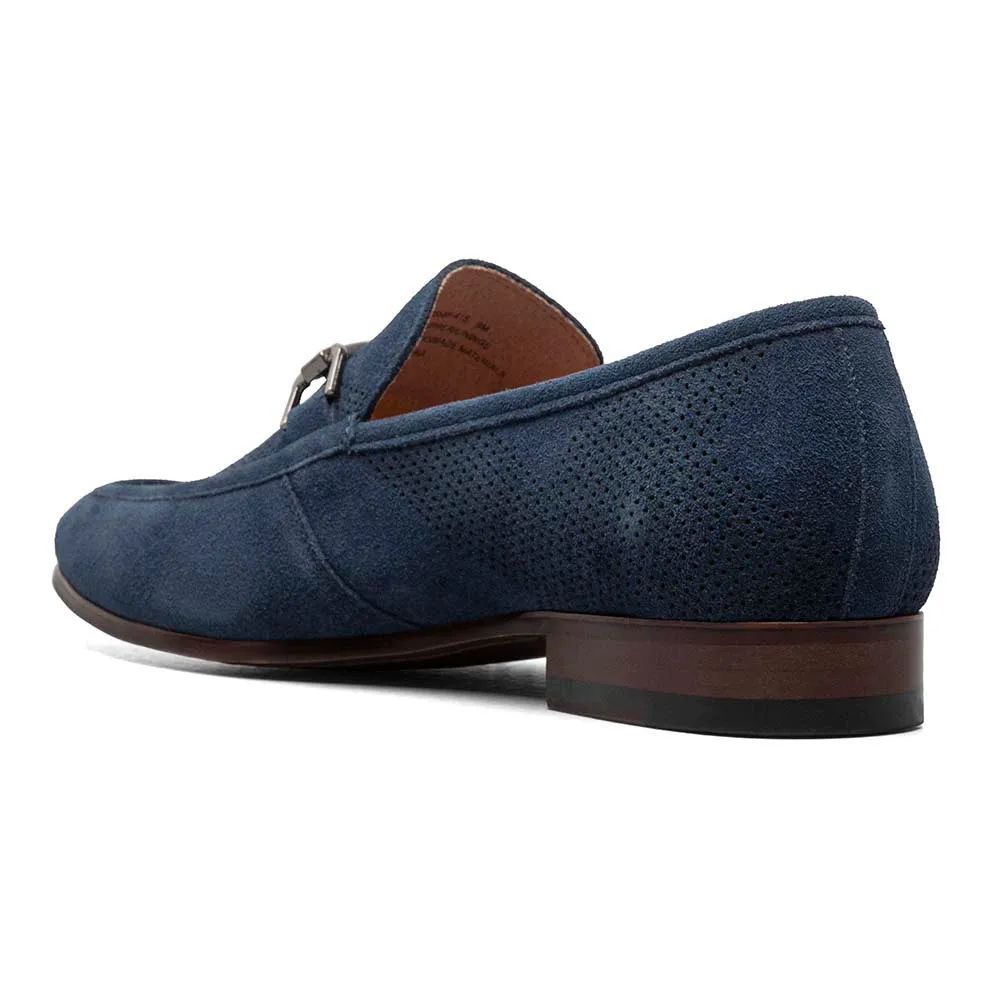 Stacy Adams Navy Suede WYDELL Moc Toe Bit Slip On