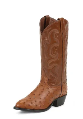 Tony Lama Mens Peanut Brittle Full Quill Ostrich Round Toe Boots