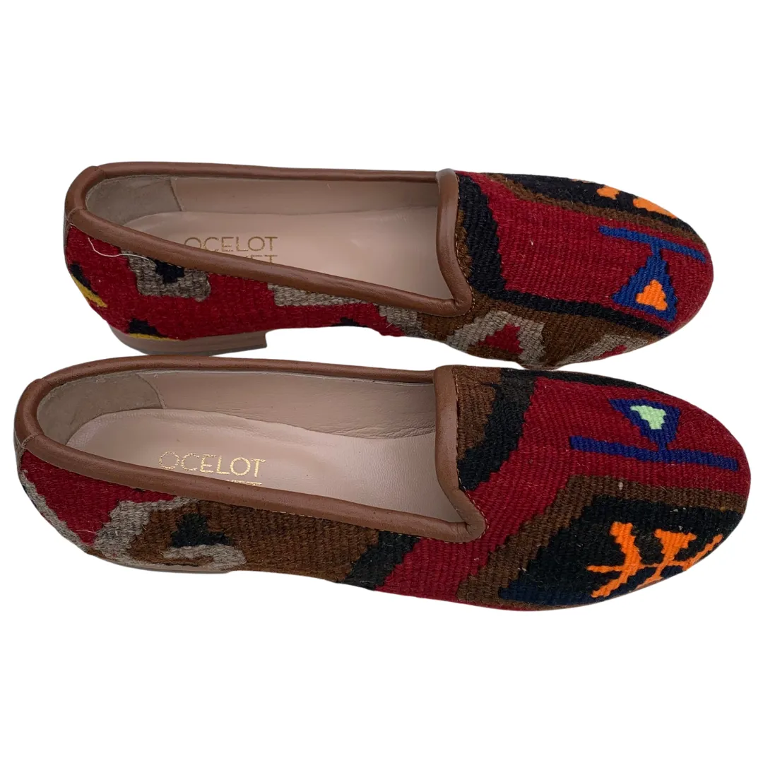 Women's Turkish Kilim Loafers Red with Pattern