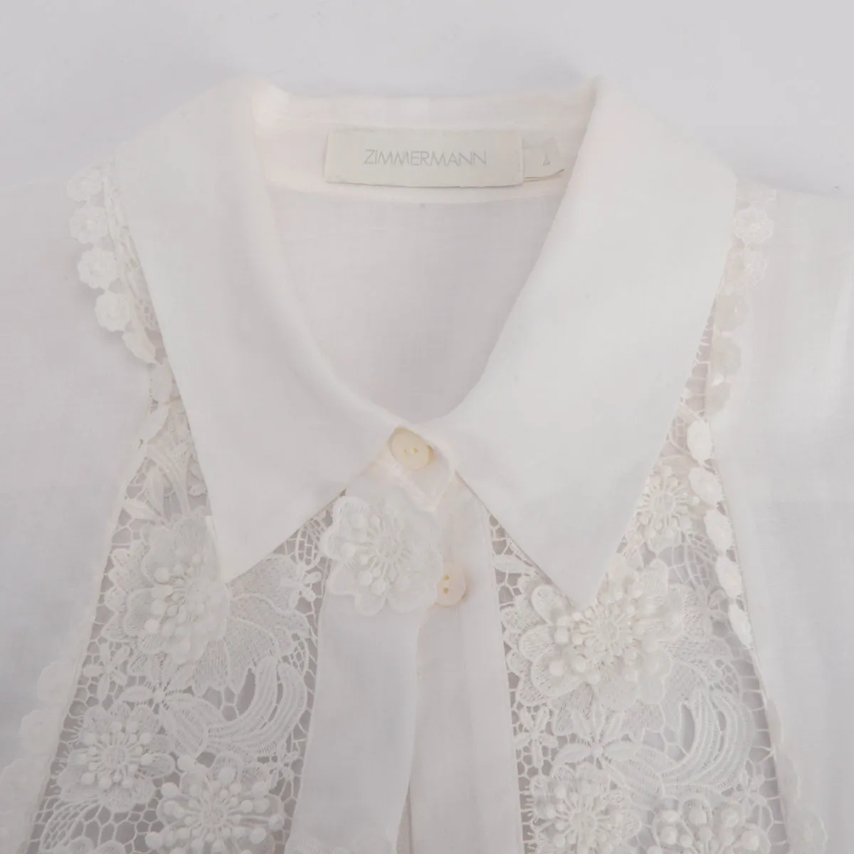 Zimmermann White Raie Lace Flower Shirt 4